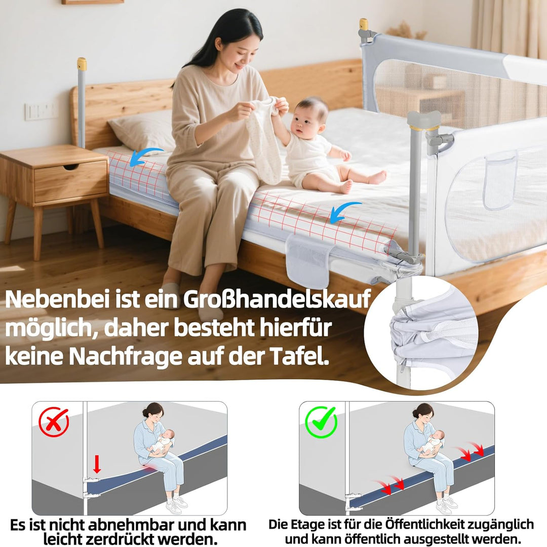 1 Stück 180cm Bettschutzgitter Bett Rausfallschutz Kinder Klappbar Rausfallschutz 30 Fach Höhenverst