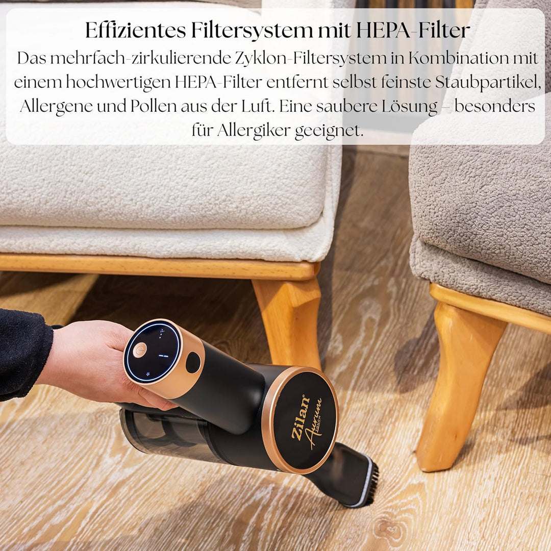 Zilan Akku Staubsauger 3in1 kabelloser Handsauger Bodenstaubsauger für Tierhaare Teppich Hartböden m
