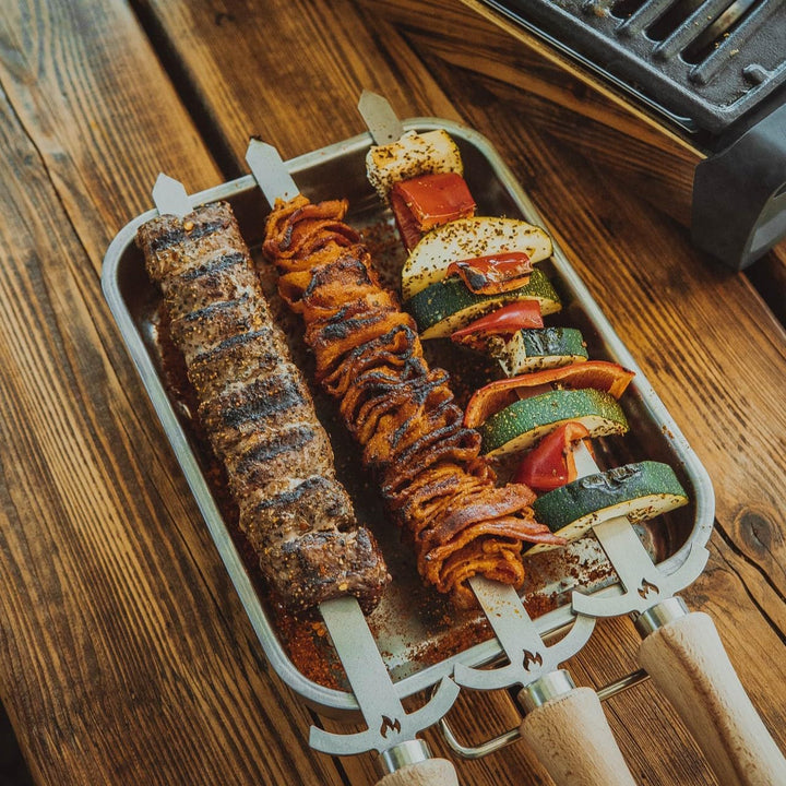 Grillrost.com Edelstahl Grillspiess | BBQ-Spiess | Churrasco | Drehspiess (50 cm) Grillspiess Set, G