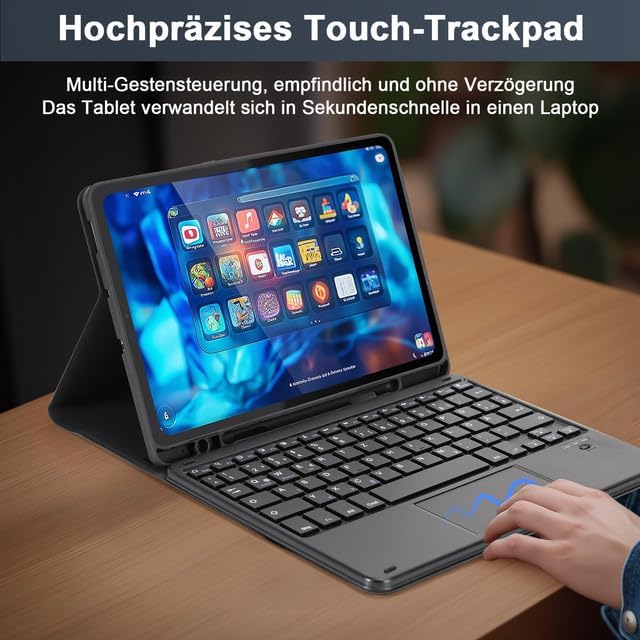 SOPPY Tastaturhülle mit Touchpad für Samsung GalaxyTab S6 Lite 10,4 Zoll 2020/2022(SM-P610/P615/P613