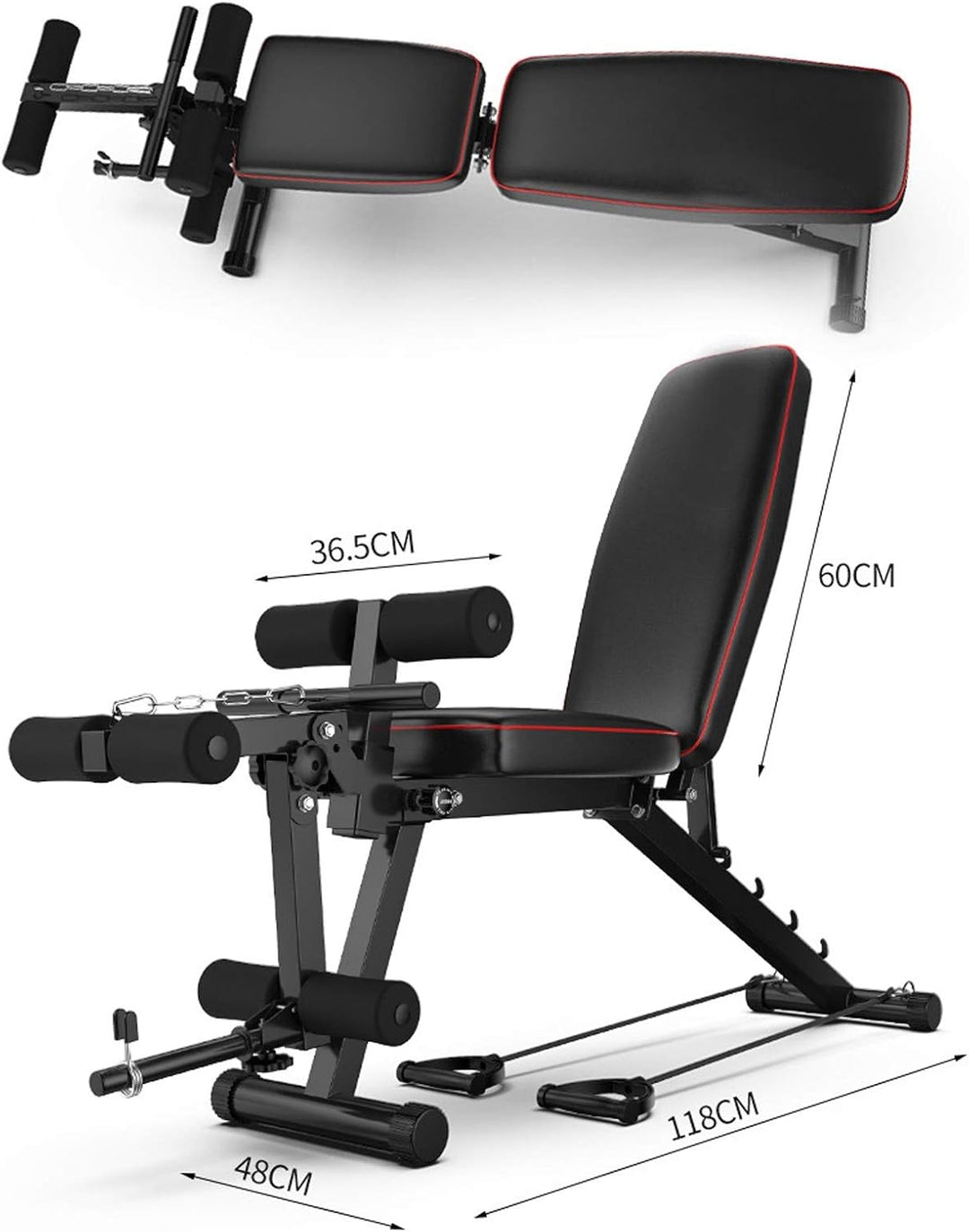 GJXJY Hantelbank mit Beinstrecker Multifunktion Trainingsbank Fitnessbank mit Hochwertiger Angenehme