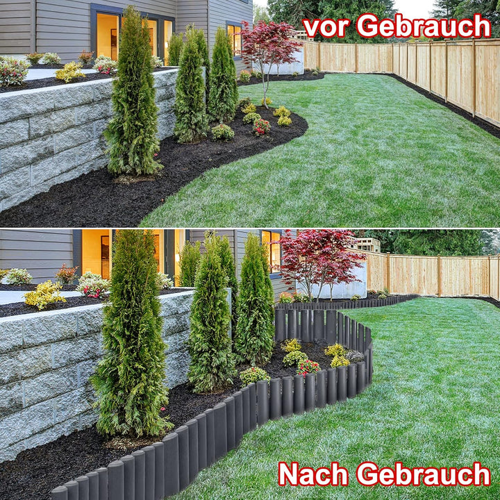Aufun 30er Set Kunststoff Rasenkante Länge 8,4m Holz Optik Garden Border aus Polypropylen, Beetumran