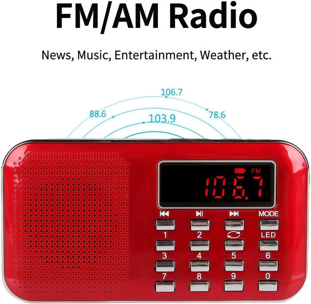 Raddy RF23 Tragbar Radio Klein AM/FM Kurzwellenempfänger MP3 Musik Player, unterstützt Mikro USB TF
