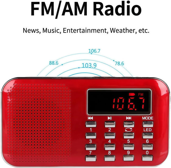 Raddy RF23 Tragbar Radio Klein AM/FM Kurzwellenempfänger MP3 Musik Player, unterstützt Mikro USB TF