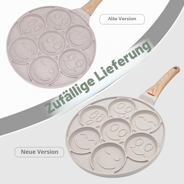 Smiley Pancake Pfanne, Antihaft Pancake Maker 7 Löcher Spiegelei-Pfanne für Kinder, 26 cm (Weiss) We