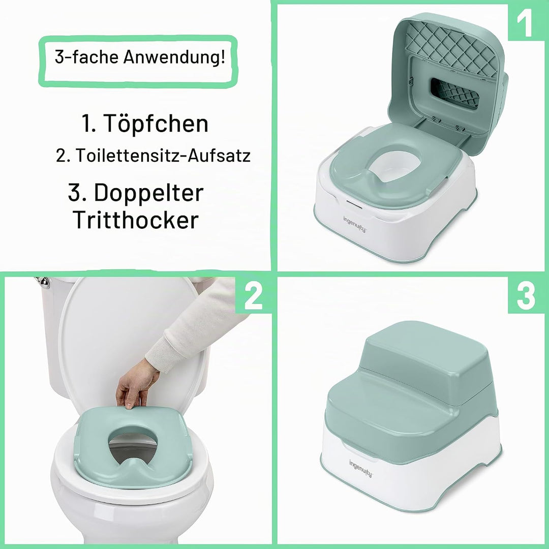 Ingenuity 3-in-1 Töpfchentraining-System: Töpfchensitz, Aufsatz &amp; Doppeltritt, Einfache Montage, Rut