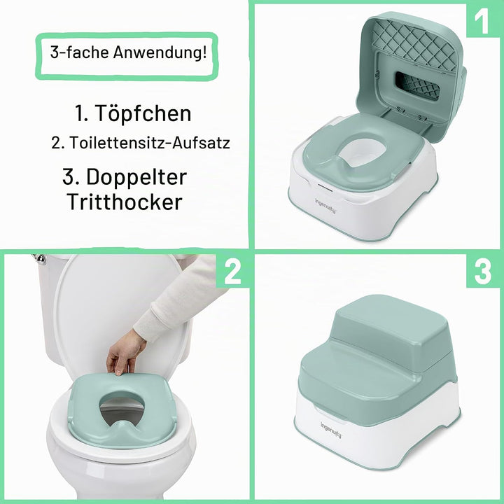 Ingenuity 3-in-1 Töpfchentraining-System: Töpfchensitz, Aufsatz &amp; Doppeltritt, Einfache Montage, Rut