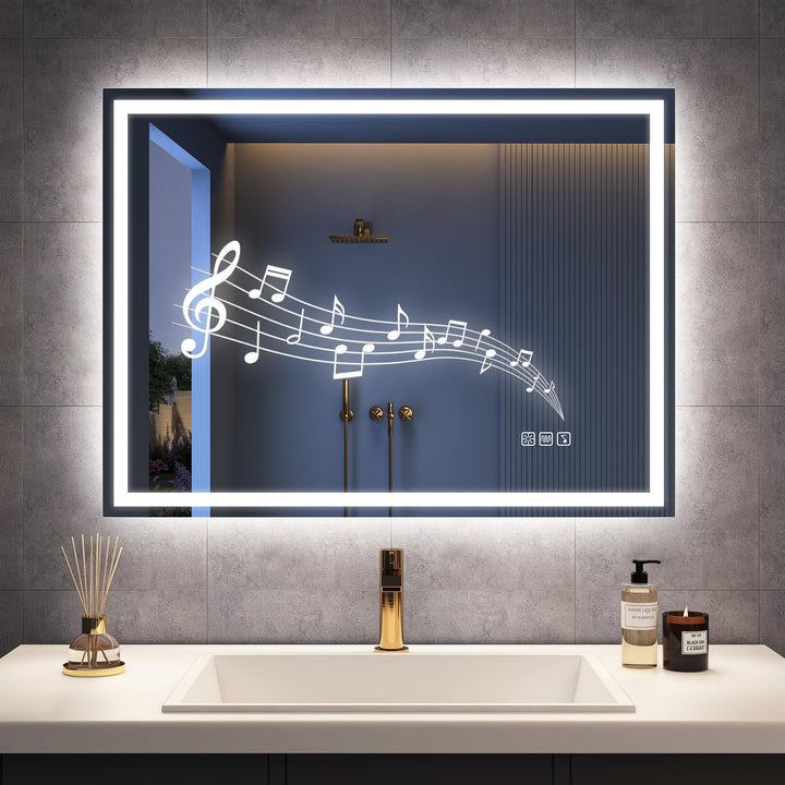 STARLEAD Badspiegel-mit-Beleuchtung 80x60cm, Dimmbar, 3 Farbtemperaturen 3000K-6500K, Spiegel-mit-Be