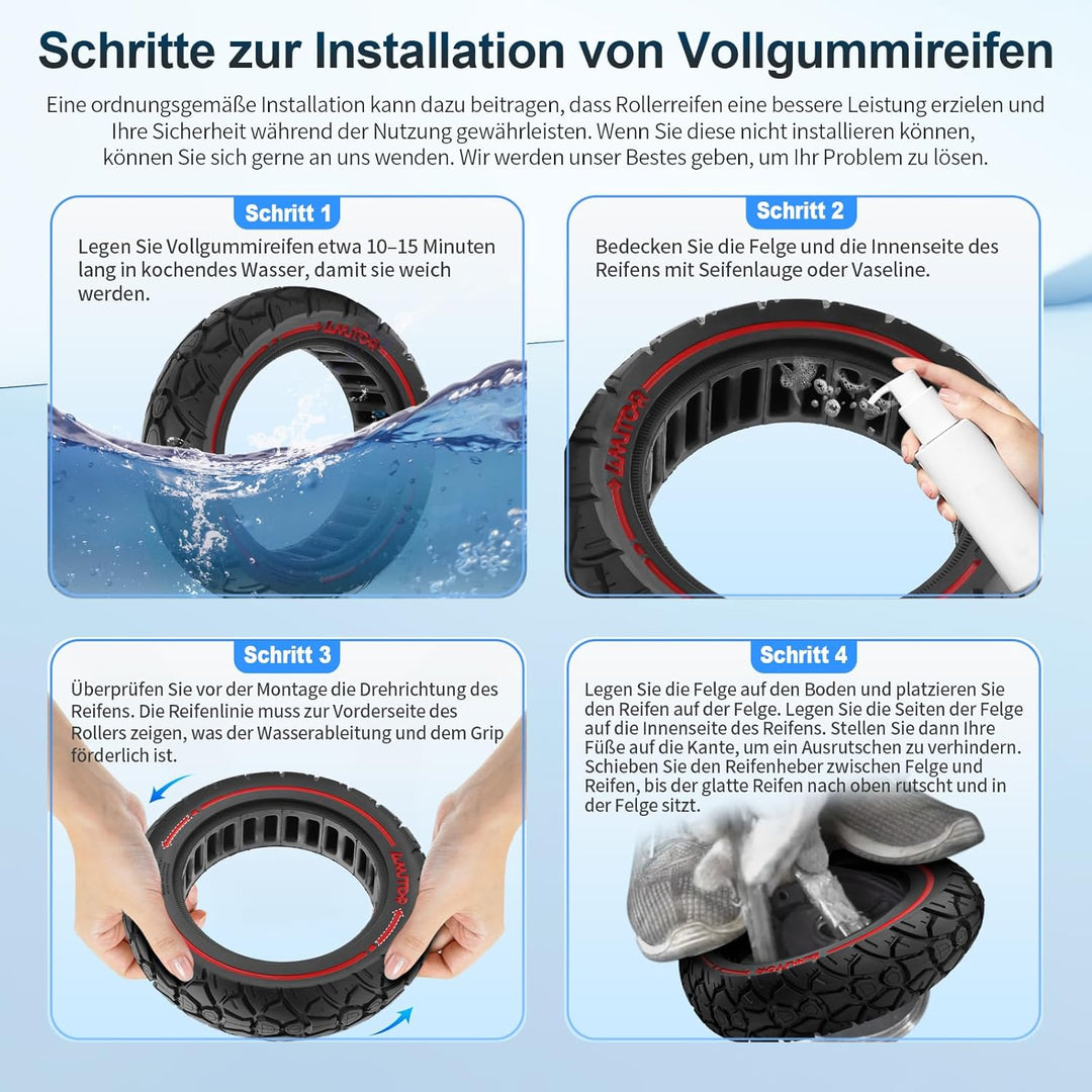 10x2,7-2,75 Vollgummireifen 10 Zoll Solide Reifen 70/65-6,5 Ersatzreifen für Hitway H5/HB24/Hiboy/Sm