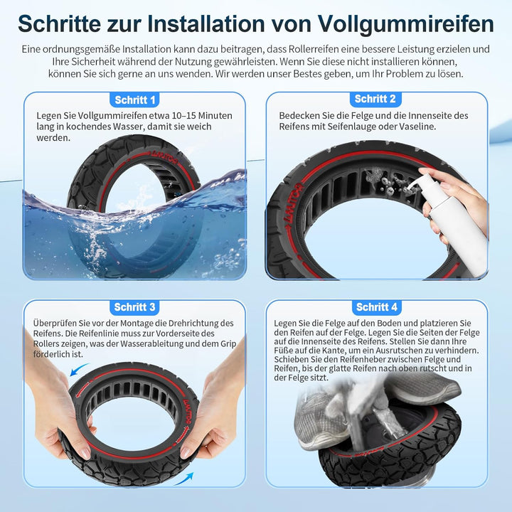 10x2,7-2,75 Vollgummireifen 10 Zoll Solide Reifen 70/65-6,5 Ersatzreifen für Hitway H5/HB24/Hiboy/Sm
