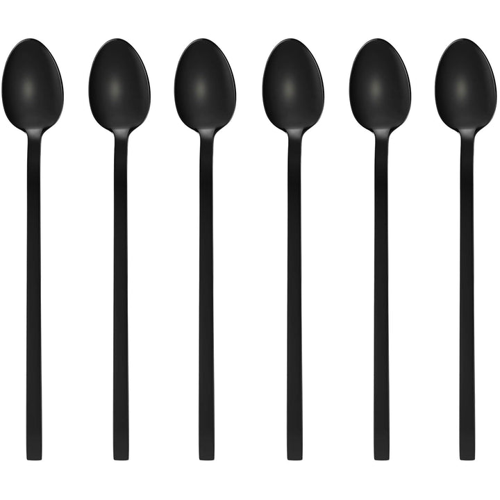 GRÄWE Latte Macchiato Löffel Set, Schwarz, 6-teilig, 19 cm, Lange Löffel, Cocktaillöffel, Dessertlöf