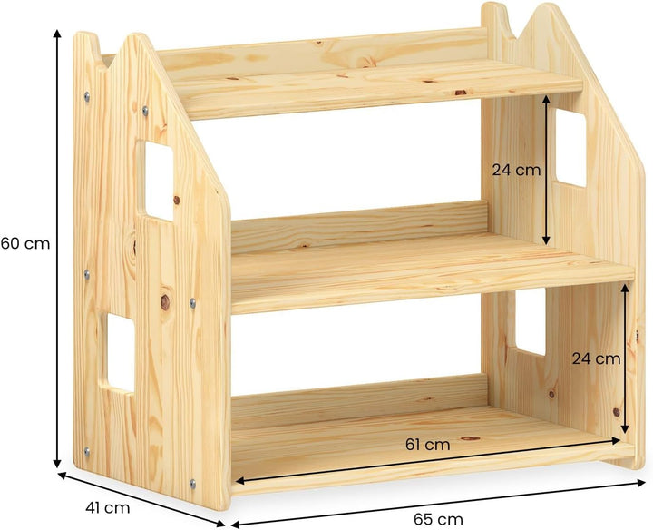 IDIMEX Kinderregal Yasmin 3 Ablagen Natur - Montessori Regal für Spielzeug und Bücher, Kinderzimmer