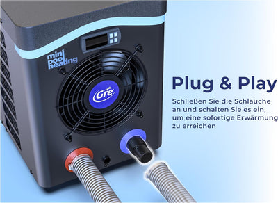 Gre HPM40 HPM40-Mini-Wärmepumpe für Aufbau-Pool bis zu 40 m3, blau, 40 m3