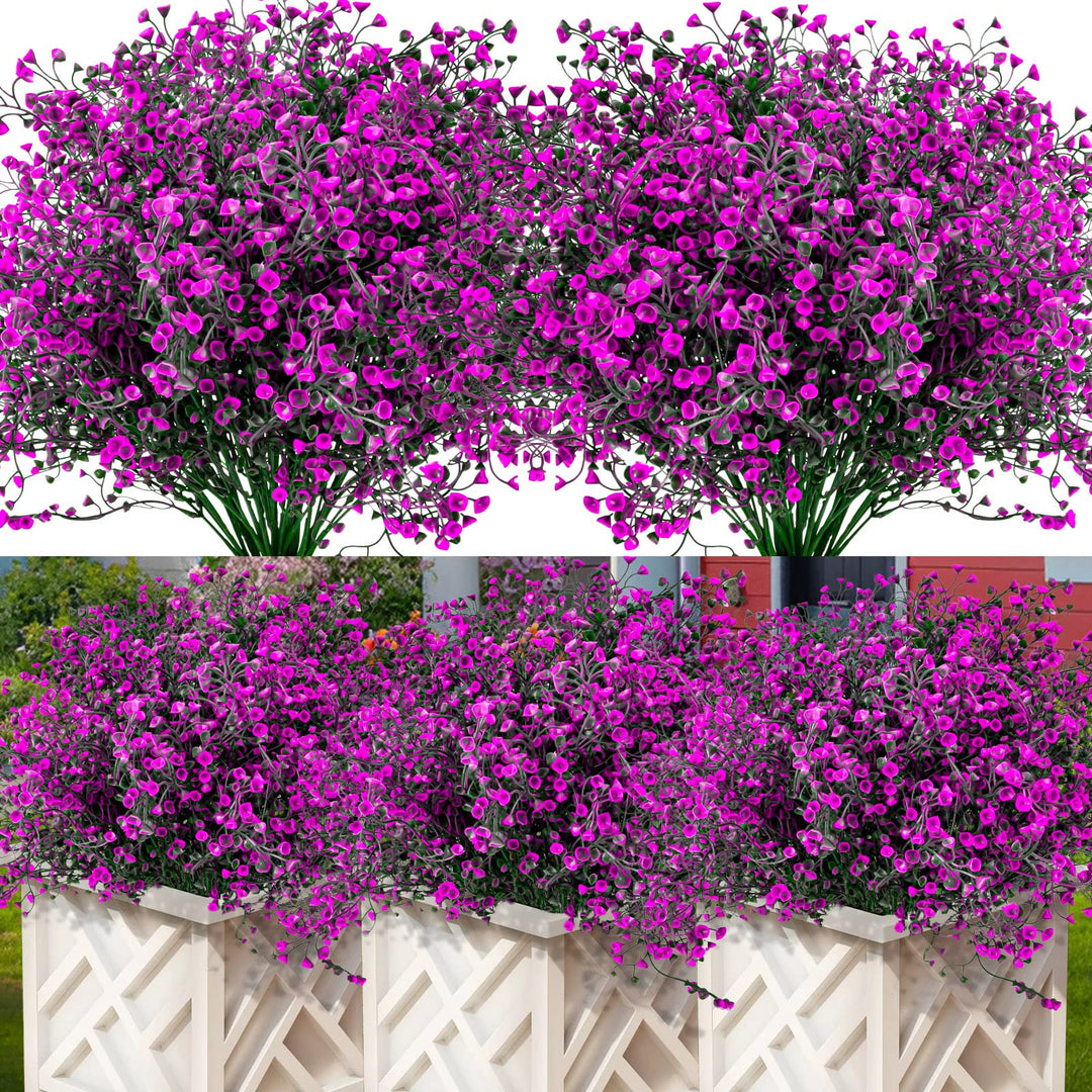 12 Bündel Künstliche Blumen Aussen Kunstblumen Wetterfeste Balkonpflanzen Künstliche Sträucher Büsch