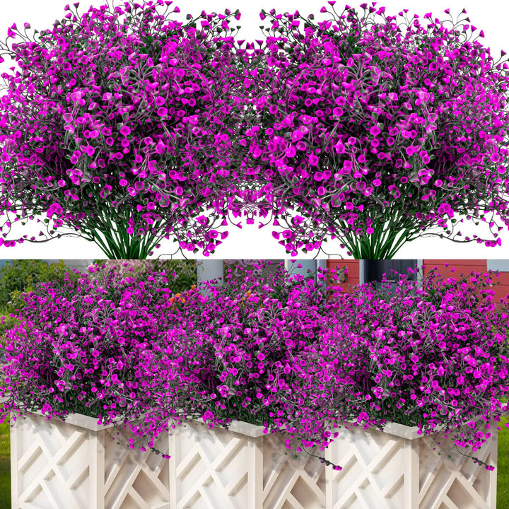 12 Bündel Künstliche Blumen Aussen Kunstblumen Wetterfeste Balkonpflanzen Künstliche Sträucher Büsch