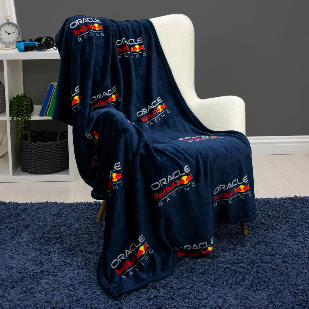 Oracle Red Bull Racing Fleecedecke, offizielles Lizenzprodukt, Formel 1-Design, superweich, warm, pe