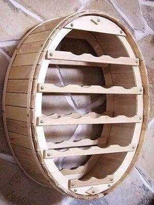 DanDiBo Weinregal Holz Wand Weinfass für 18 Flaschen Natur lackiert für die Wandmontage Wandregal zu