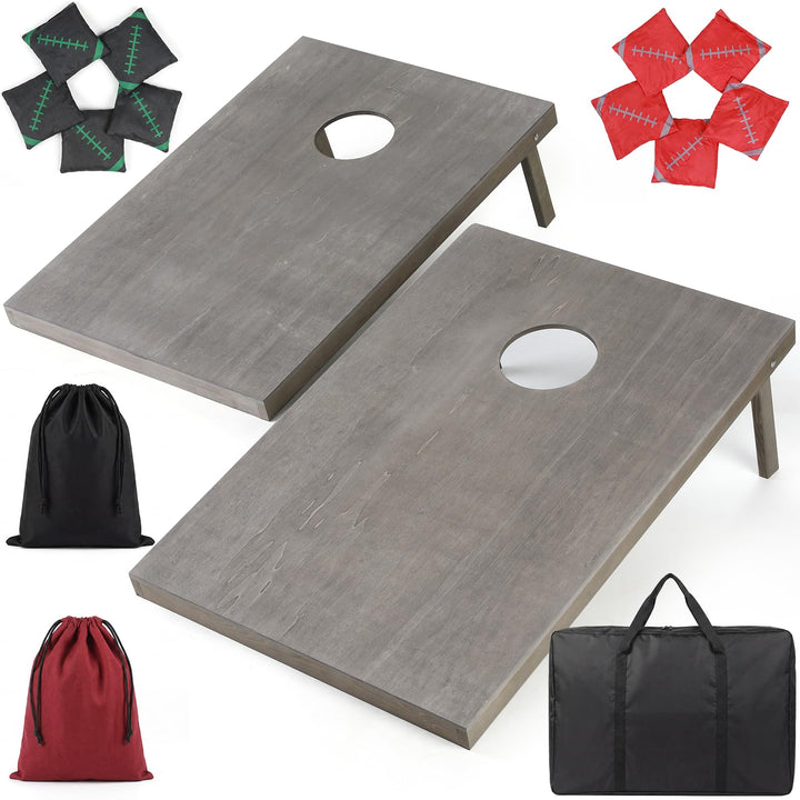 Cornhole Set Outdoor, 90x60cm or 120x60cm Echtholz Wurfspiel – Bean Bag Game mit 10 Säckchen & Tasch