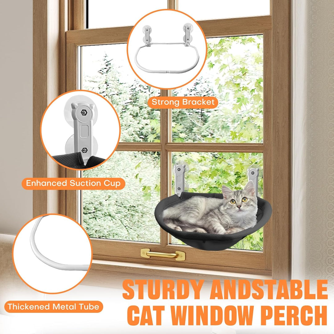 Homegroove Katzenfenster-Sitzplatz, 45 x 30 Zentimeter Faltbare Katzenhängematte für Fenster mit sta