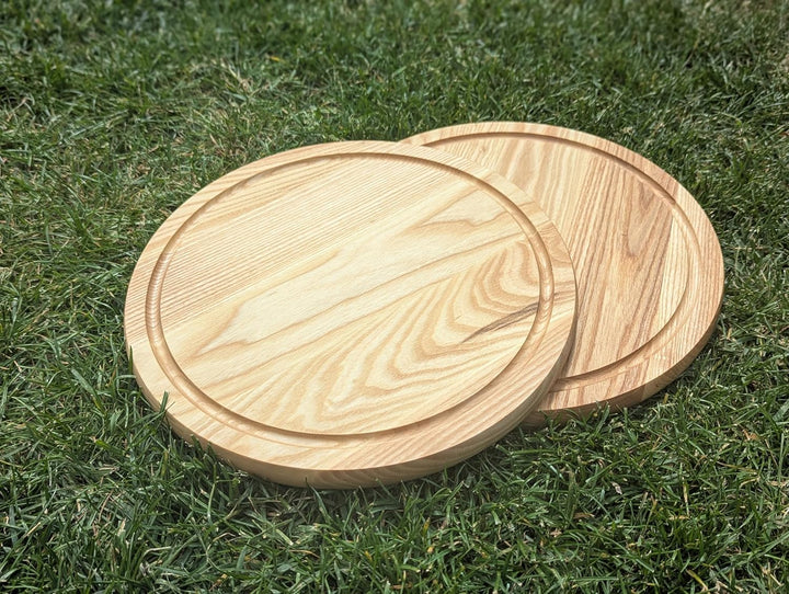 Generisch Pizzateller aus Eiche und Esche ⌀30/40cm, Schneidbrett aus Holz,Pizzabrett, Holzteller für