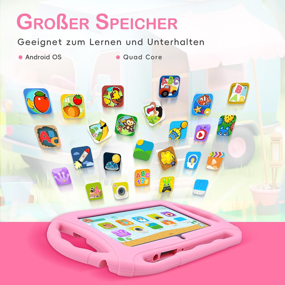 Veidoo Kinder-Tablet für Kleinkinder 7 Zoll Android Tablet für Kinder 32GB, WiFi, GMS, Google Plays,