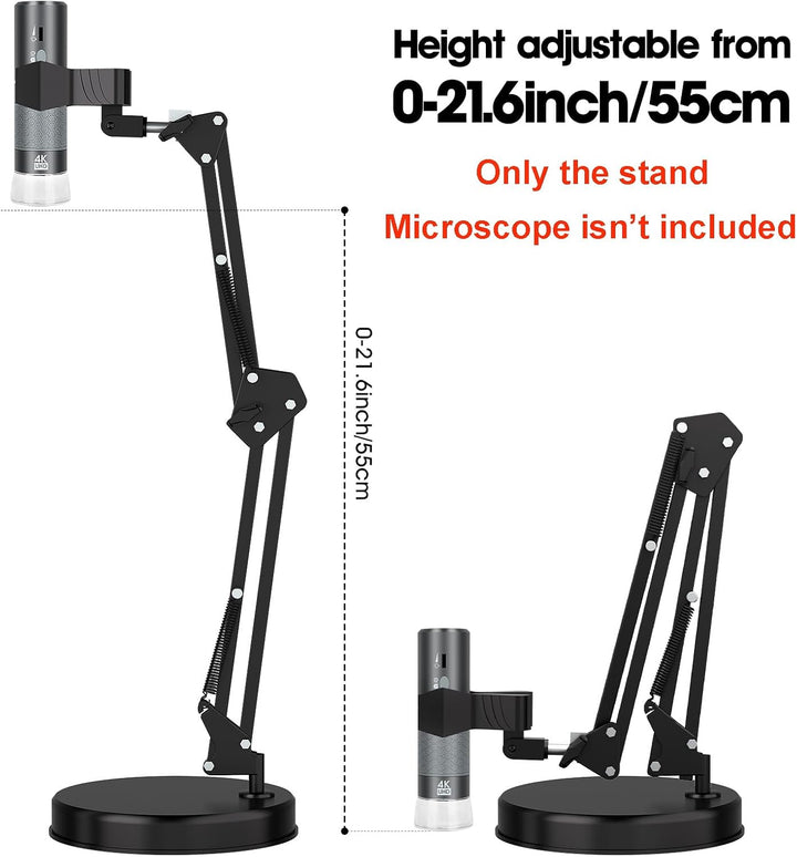 Max 53cm Einstellbarer Universalständer für Digitale Mikroskope – 360° drehbarer Arm, Tischklemme im