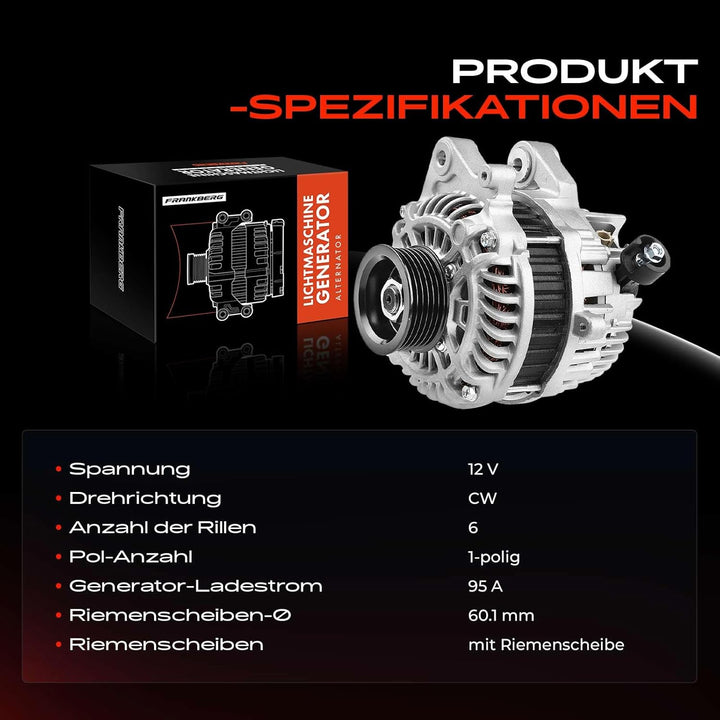 Frankberg Lichtmaschine Generator 95A Kompatibel mit Civic IX FB FG 1.3L 1.8L 2012-2016 Civic IX Stu