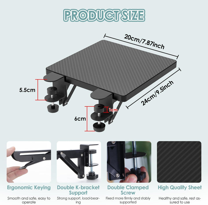 Ergonomische Schreibtischverlängerung, 90° Faltbare Schreibtisch Erweiterung Armlehnenstütze Handgel