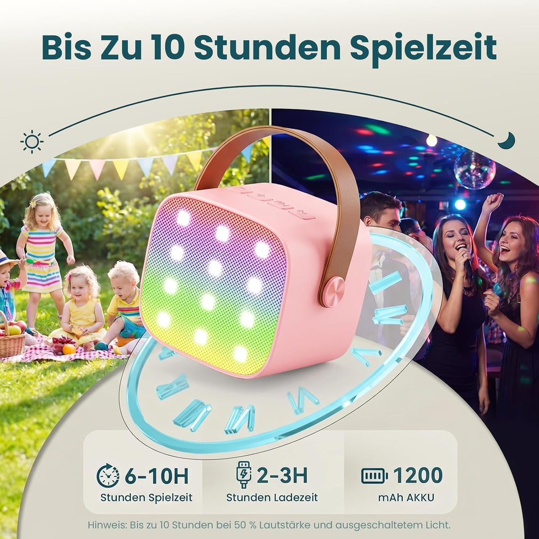 Karaoke Maschine mit 2 Drahtlosen Mikrofonen, Wowstar Tragbares Bluetooth Karaoke Maschine für Kinde
