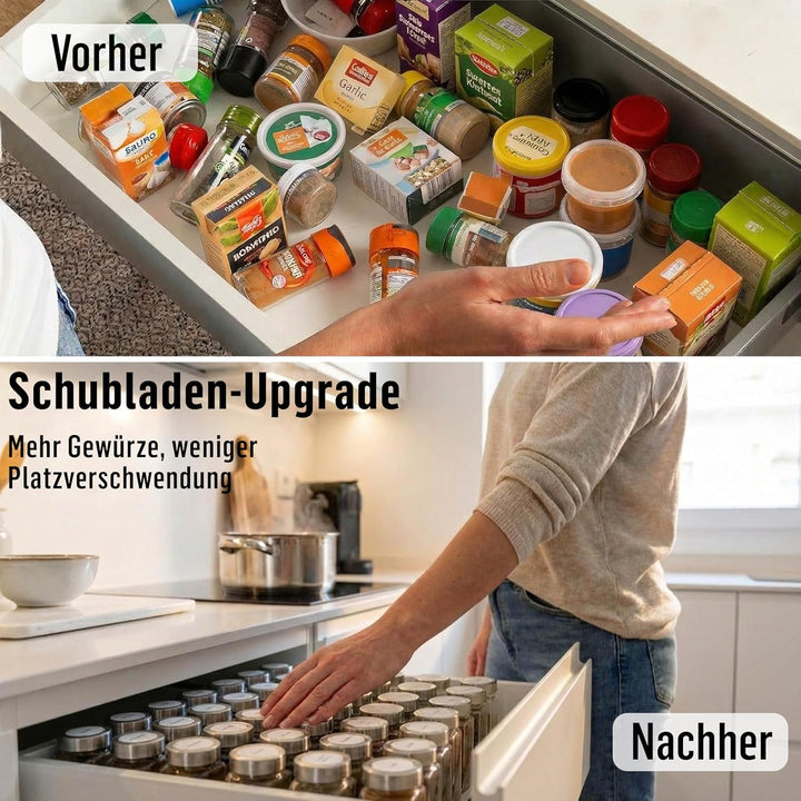 Deco haus® Gewürzgläser eckig mit Schraubkappe 36er Set [+Etiketten &amp; Streueinsatz] - Gewürzdosen Se