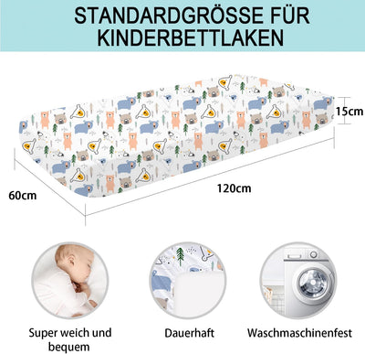 Bimocosy Spannbettlaken 60x120cm, 4er Set für Babybett & Kinderbett, Weiche Mikrofaser, Atmungsaktiv