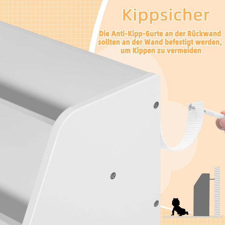 WOLTU Bücherregal Kinder, Kinderregal, weisses Regal Kinderzimmer, mit 6 Fächern, Spielzeugregal, Mo