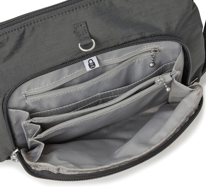 Baggallini Damen Anti-Theft Memento Crossbody Bag Umhängetasche Dunkelgrau, Dunkelgrau