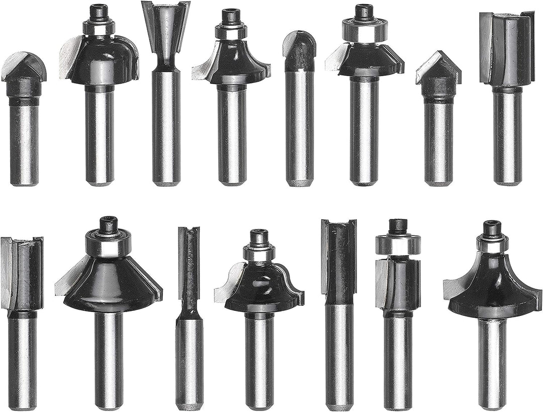 Original Einhell 15 tlg. Fräser-Set (passend für Elektro-Oberfräsen, 15-teilig, 8 mm Schaftdurchmess