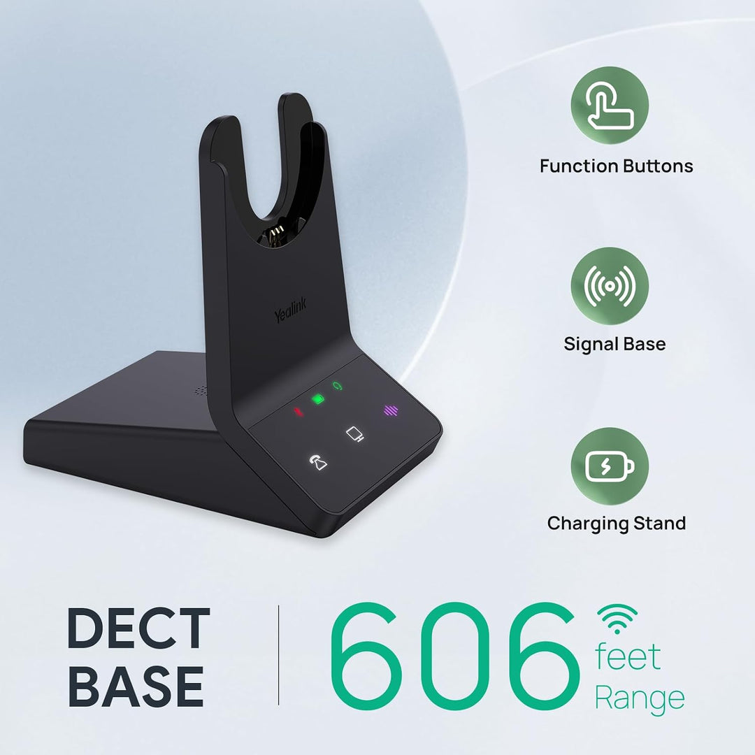 Yealink WH64 Wireless Headset mit Mikrofon,185 m Reichweite DECT &amp; Bluetooth Dual Modus Kabelloses H