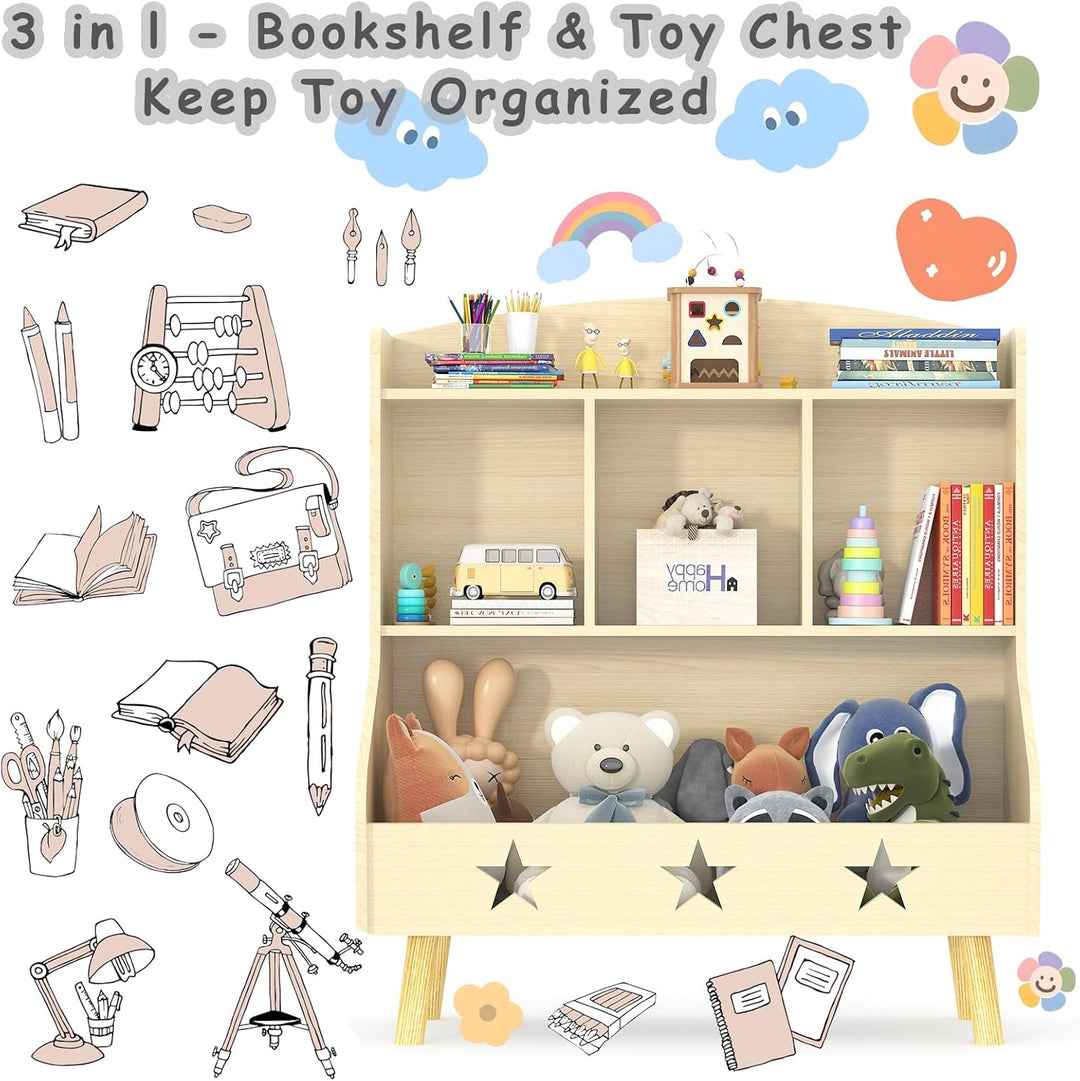 Garden 4 you Kinderregal,Bücherregal Kinder,Kinderregal mit 3 offenen Fächern,Bücherregal Kinderzimm