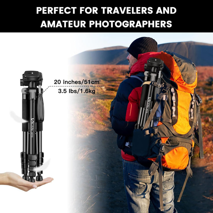 Victiv stativ Kamera 182 cm Aluminium Kamerastativ Einbeinstativ T72 Tripod- Leicht und Kompakt Reis