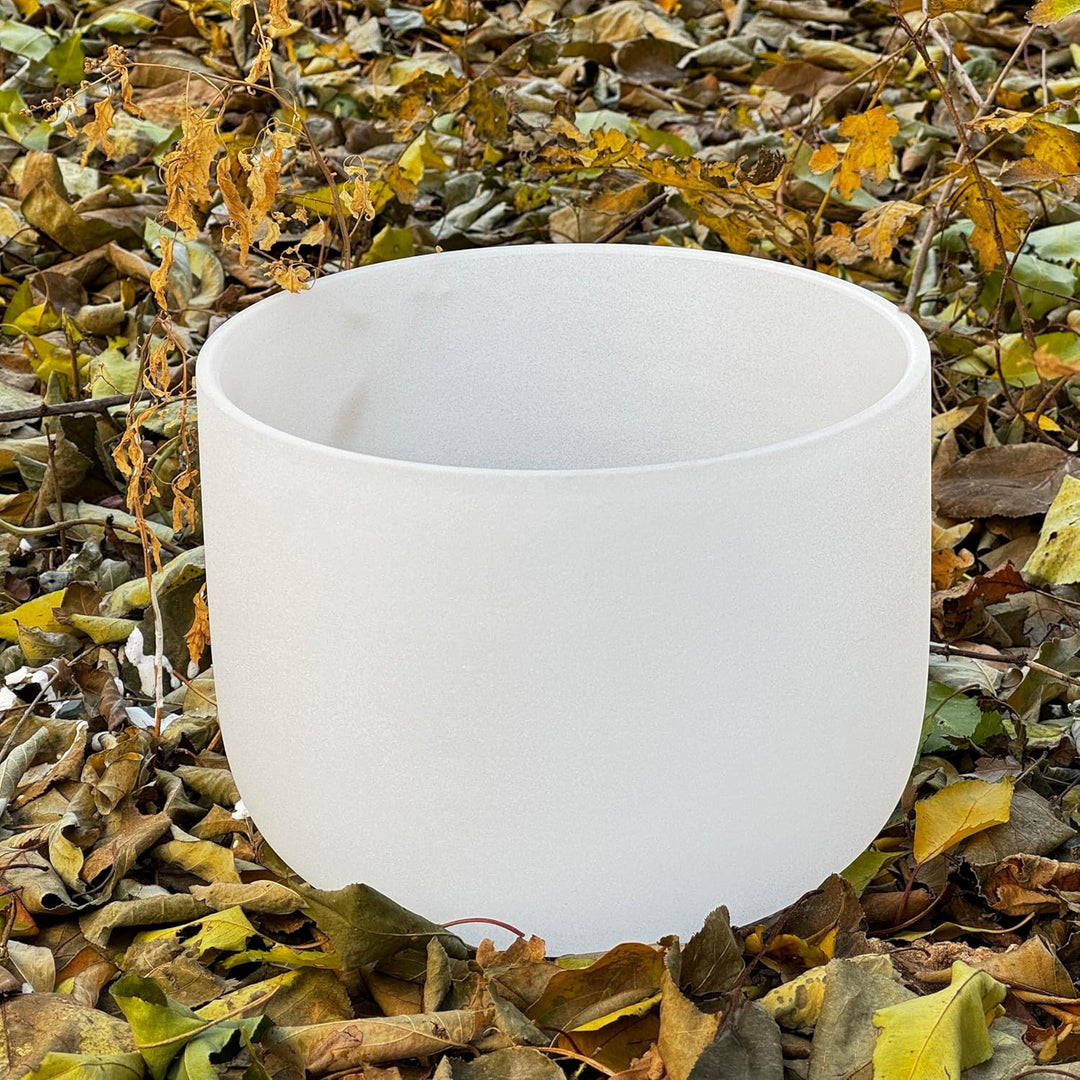 396Hz Solfeggio Frequency Throat Chakra Frosted Quartz Crystal Singing Bowl 8 Inch for Yoga,Sound He
