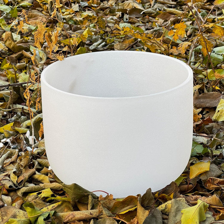396Hz Solfeggio Frequency Throat Chakra Frosted Quartz Crystal Singing Bowl 8 Inch for Yoga,Sound He