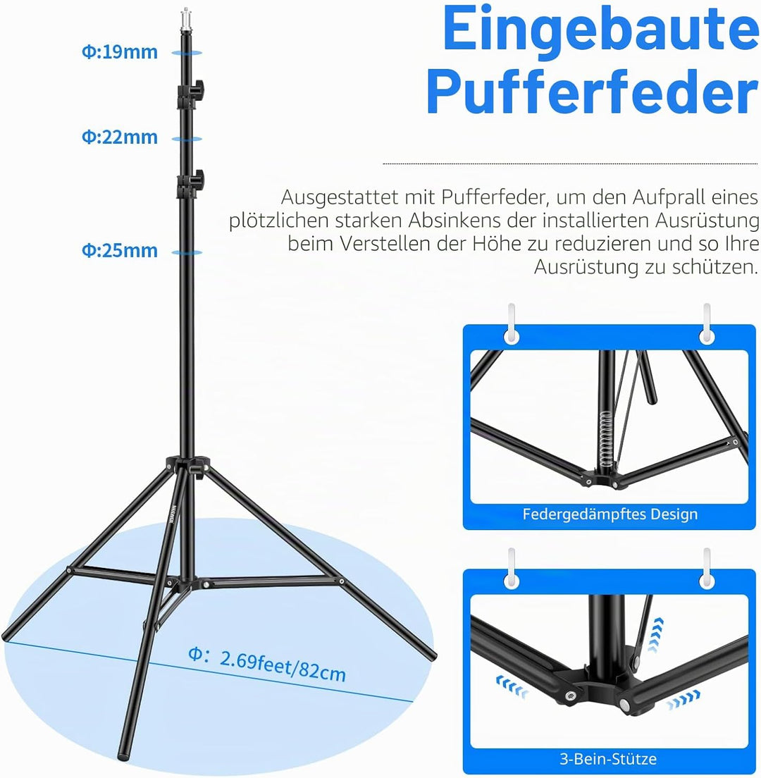 Neewer Fotografie-Lichtstativ, 3-6.6ft/92-200cm verstellbarer stabiler Stativständer für Reflektoren