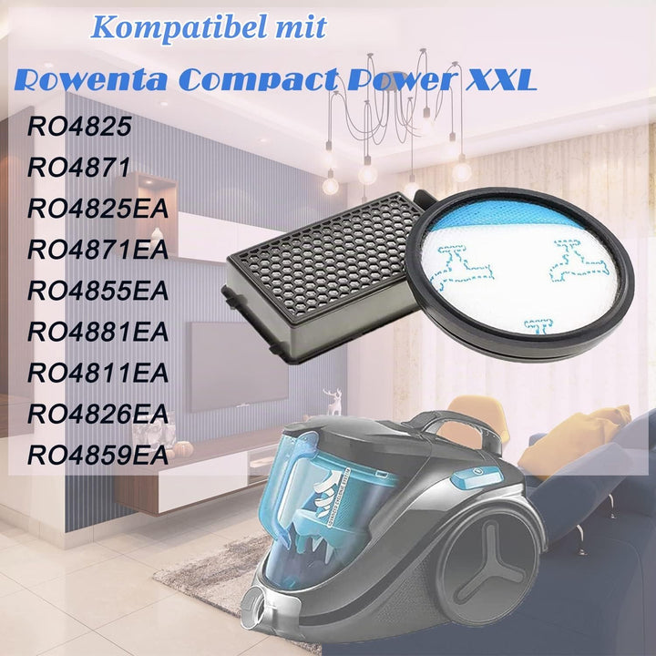 2 Stück HEPA-Filter Set für Rowenta Compact Power XXL RO4825EA RO4871EA RO4855EA RO4881EA (Model RO4