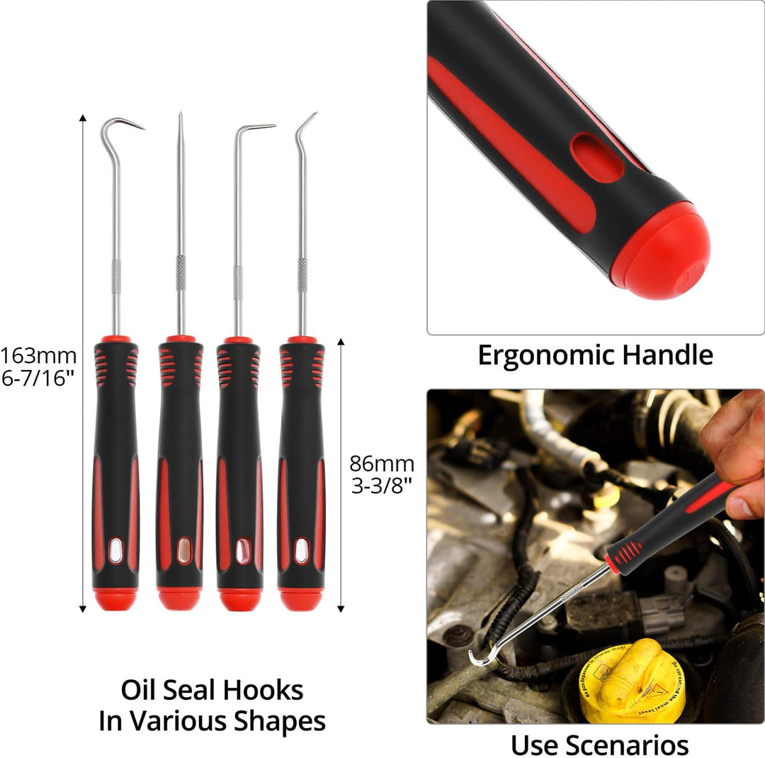 QWORK®17Pcs Haken und Pick Werkzeugsatz, Öldichtungshaken, Entfernungswerkzeug,Magnetgreifer,Schaber