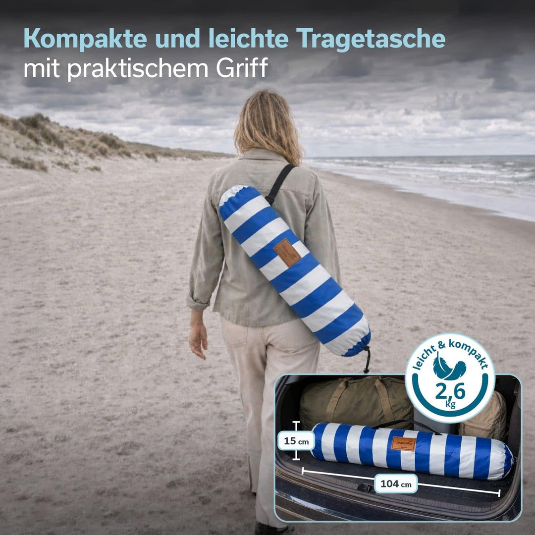 Skandika Strandmuschel Skal Quick-Start | Strandzelt, UV-Schutz 80+, 360° Mesh-Panoramafenster, Wind