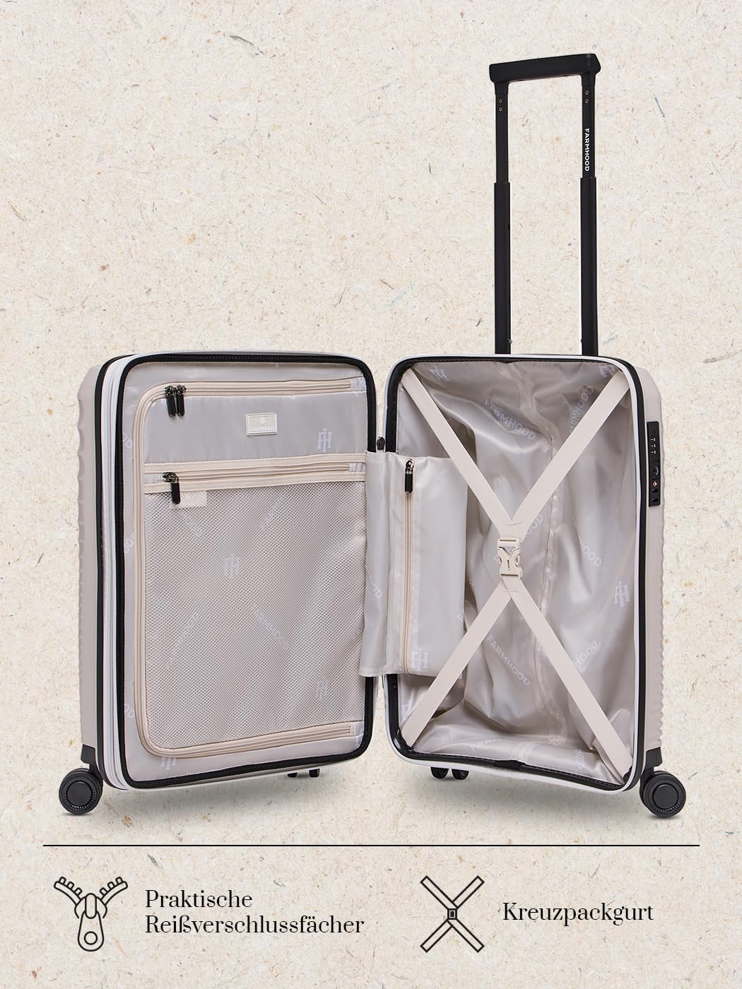 Farmhood Eco Edition Hartschalen Kabinen-Koffer nachhaltig | Kleiner Cabin-Trolley 40 x 22 x 55 cm m
