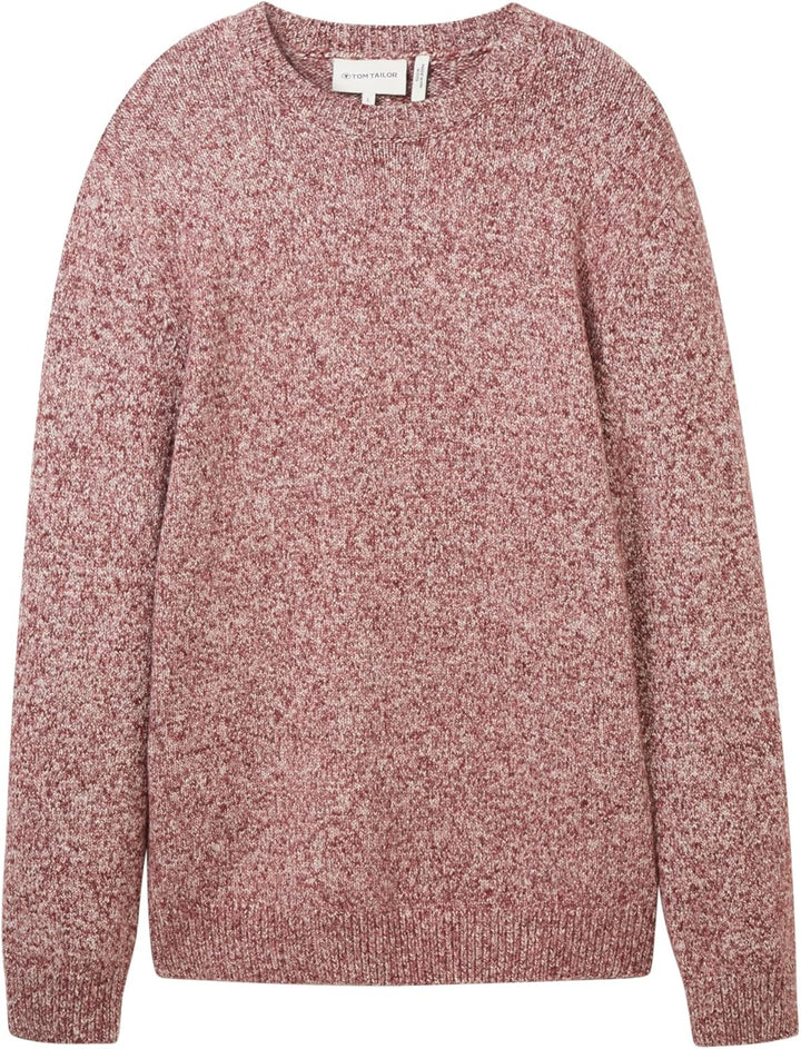 TOM TAILOR Herren Pullover, XXL 34187 - Tawny Port White Twotone