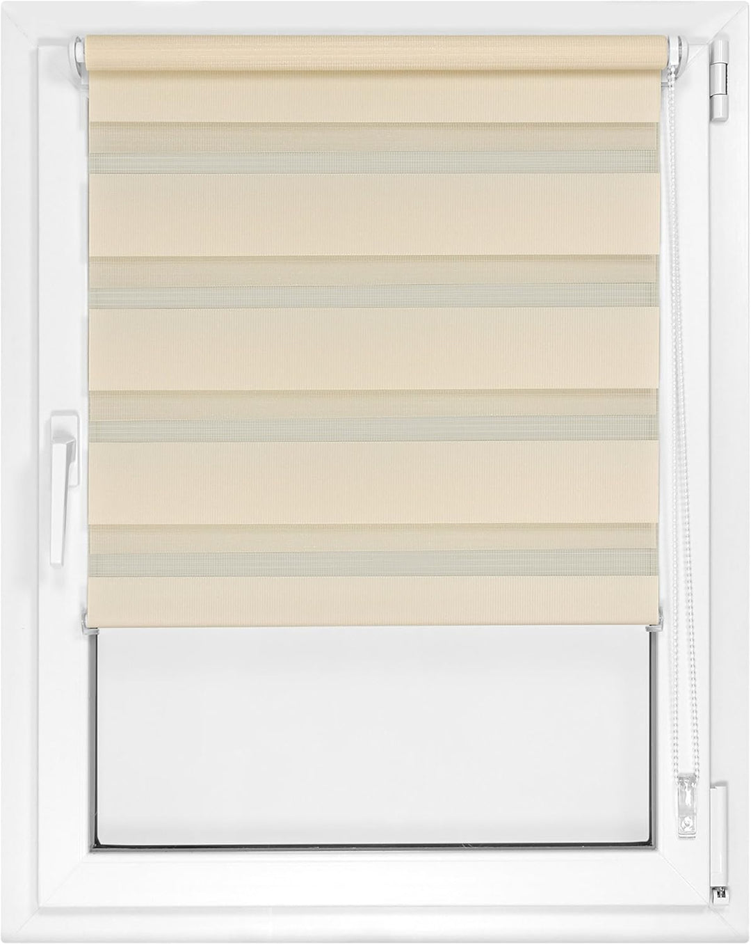 Doppelrollo in 4 Farben & in 8 Grössen - mit Klemmfixierung am Fensterahmen und fest montierter Träg