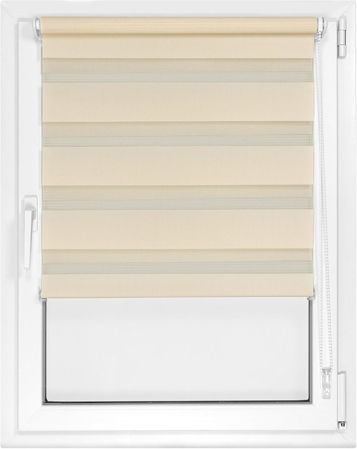 Doppelrollo in 4 Farben & in 8 Grössen - mit Klemmfixierung am Fensterahmen und fest montierter Träg