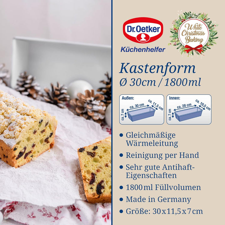 Dr. Oetker Kastenform für Brot und Kuchen – Backform White Christmas Baking – Kastenbackform mit Ant