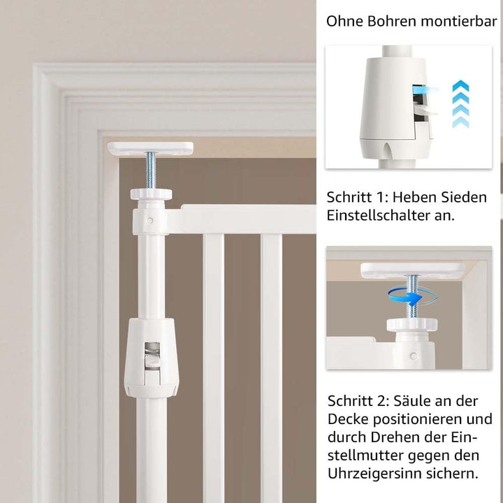 unipaws Katzenschutzgitter 190 cm extra hoch, automatisch schliessend, ohne Bohren, Türschutzgitter