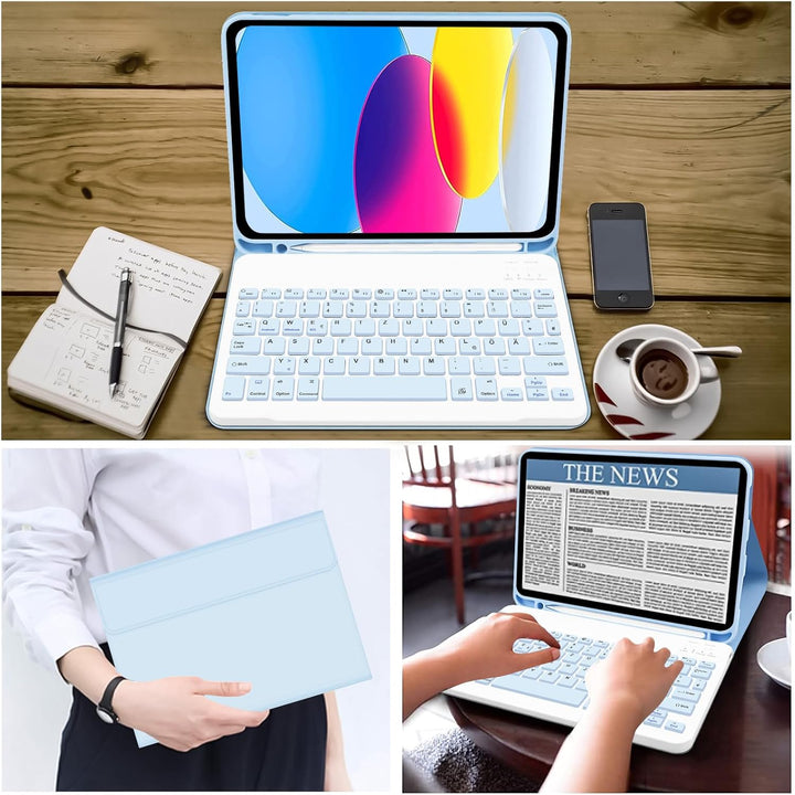 Hofsos Hülle mit Tastatur für IPad 11/10 Generation (2025/2022, 11/10.9 Zoll) - Abnehmbare Magnetisc